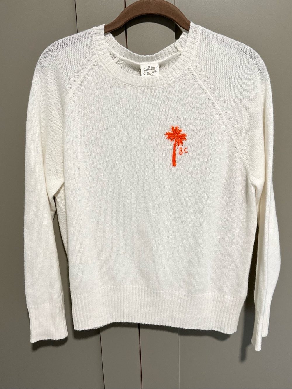 Golden Sun hand stitched embroidered cashmere sweater